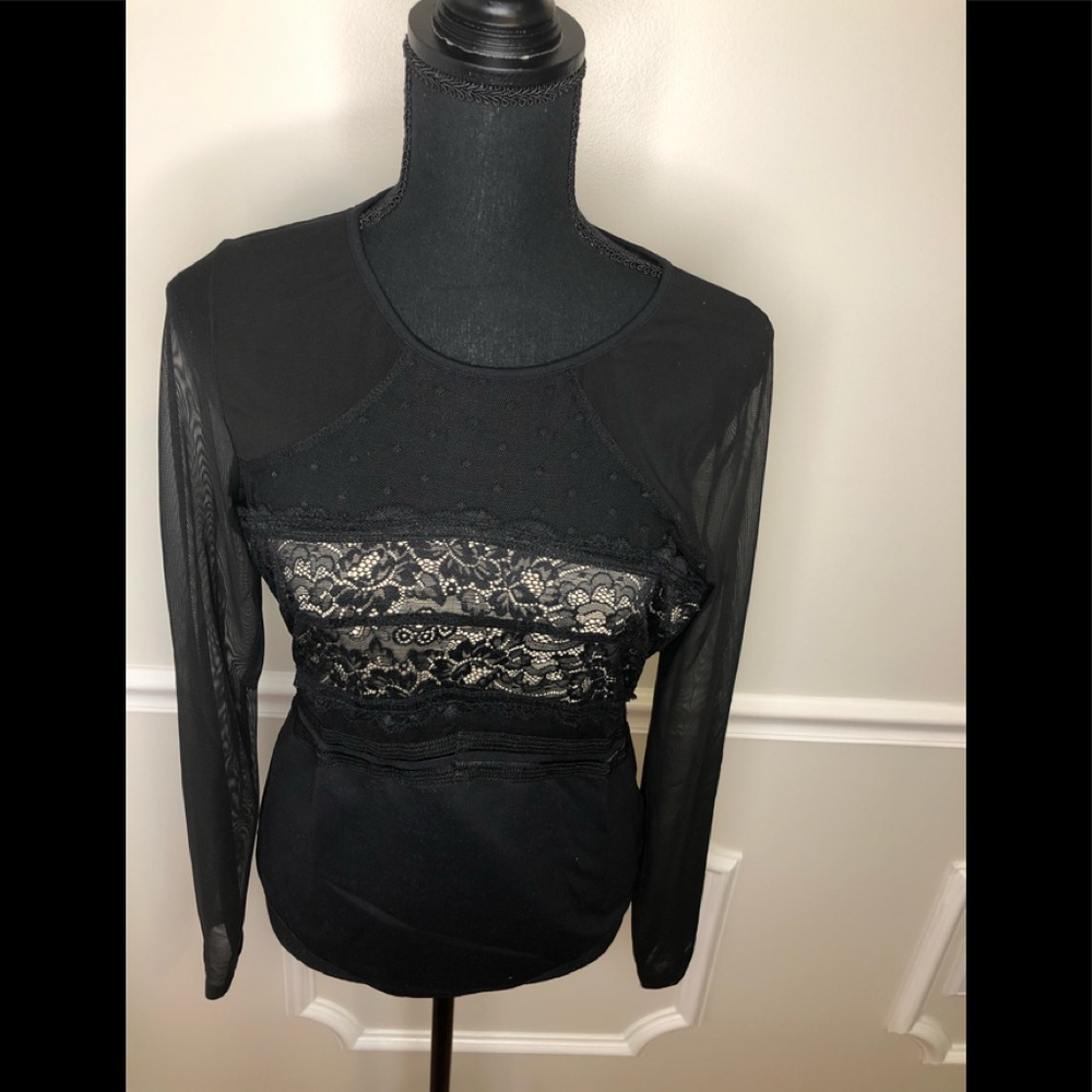 Bebe bodysuit with sheer long sleeves